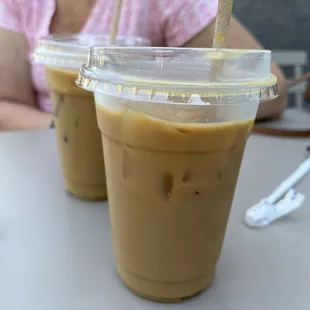 Iced vanilla latte with oat milk