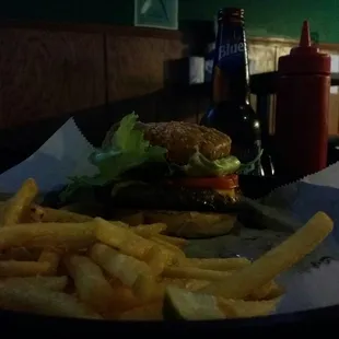 Sunday Angus burger and fries $6.00