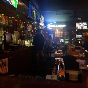 he bar and televisions