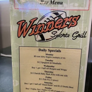 menu