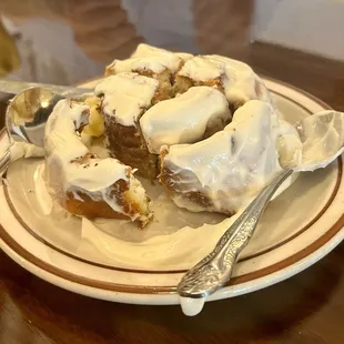 homemade cinnamon bun that is not overly sweet for a pleasant change.