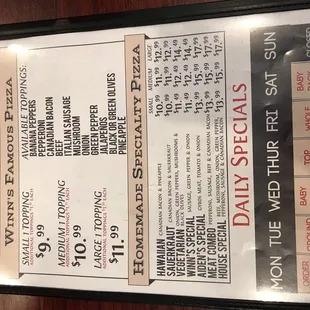 the menu