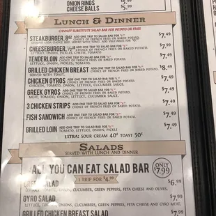 Lunch &amp; Dinner menu