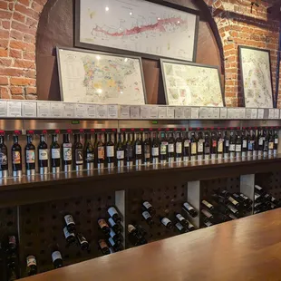 ine bottles on shelves