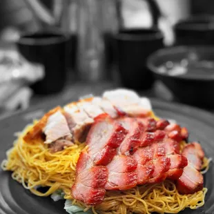 choice 2 BBQ items with noodles | @wha.eva.eats
