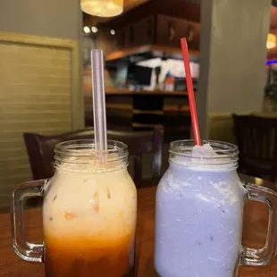 two drinks on a table