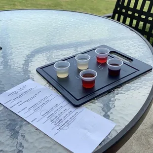Seated tasting flight