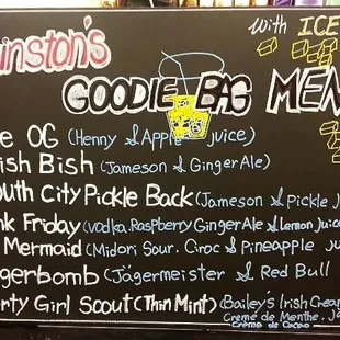 goodie bag (aka to-go mixed drinks) menu