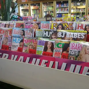 a display of magazines for sale