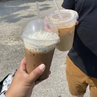 Iced Mocha with whipped cream and iced latte