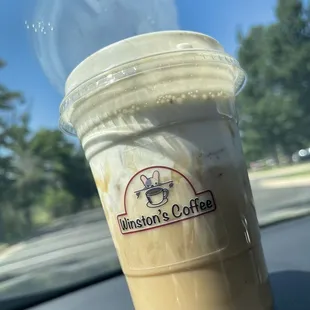 Honey Bee latte with Cold Foam on top