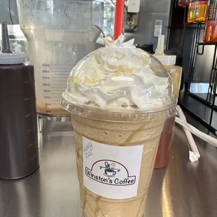 Frozen honey bee: combination of espresso honey, vanilla &amp; cinnamon.  Also try it hot or iced. :0