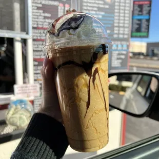 Dairy free oat milk blended coffee
