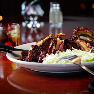 Baby Back Ribs with coleslaw and fries