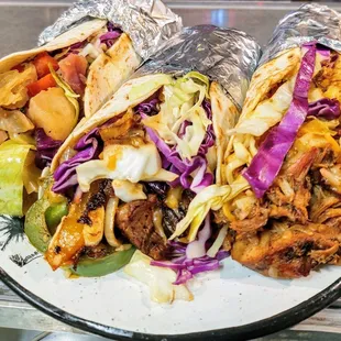 Beef, Chicken &amp; Veggies Wraps