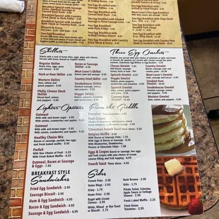 the menu for the breakfast