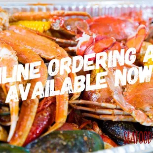 crabs and corn on the cob