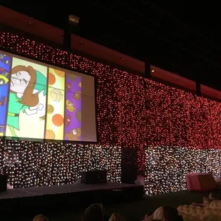 Inflatable couches with a tv.