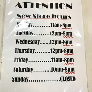 Store Hours