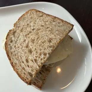Fried egg on whole wheat toast.