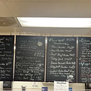 menus on the wall