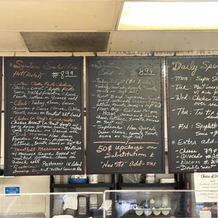 a menu on a blackboard