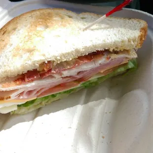 Sad club sandwich. Could make this from stuff at Safeway for maybe $2-3