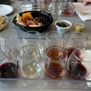 Wine flights &amp; charcuterie tray.