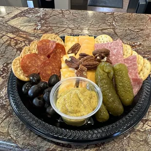 Selection of meats and cheese