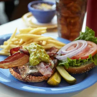 Burger with bacon and avocado