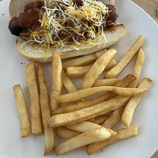 Chili Dog with Fries