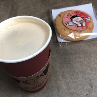 Latte With Almond Milk And Vegan Cookie