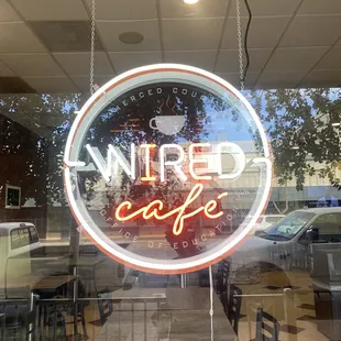 Wired cafe neon sign