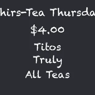 Thursday specials ALL DAY