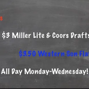 Happy Hour Monday - Wednesday