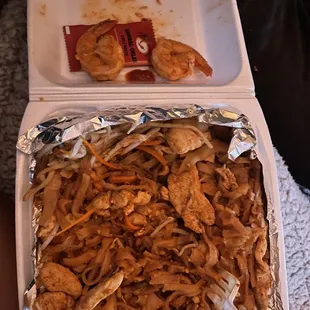 chicken and noodles in a box