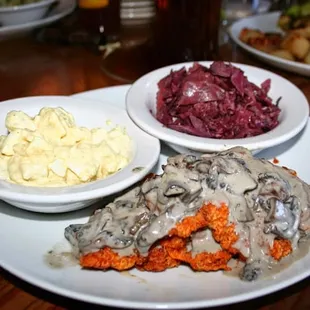 Jager Schnitzel $19 veal chop with wild mushroom sauce. Order it!!!