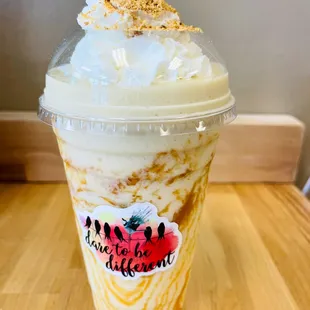 a smoothie in a plastic cup