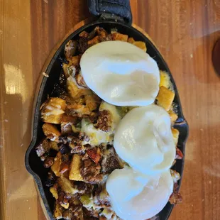 Mexican Skillet, eggs poached