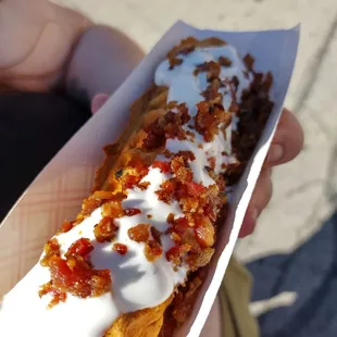 Chicken bacon ranch waffle on a stick