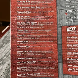 appetizer menu