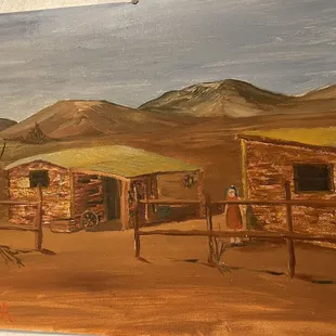 a painting of a desert scene