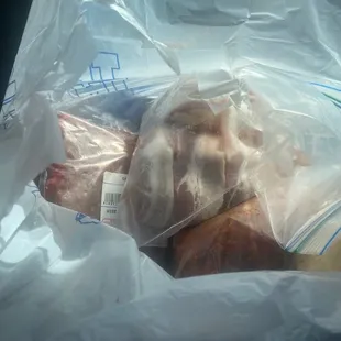 meat wrapped in a plastic bag