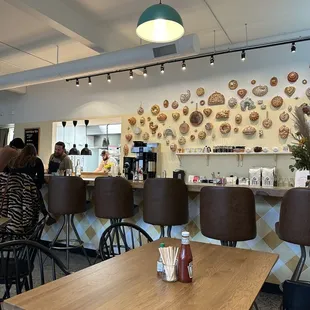 the interior of a bakery