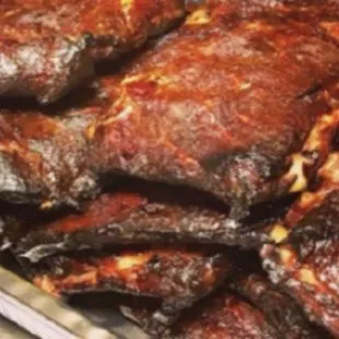 a tray of ribs