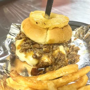 a burger and french fries