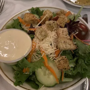 Salad and house dressing