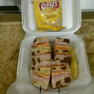 Our godfather made like a club on marble rye bread toasted