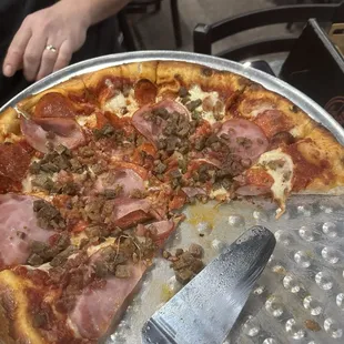 All meats pizza on original hand tossed crust.