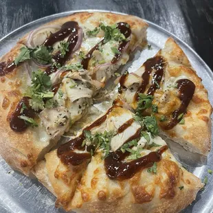 Gangster BBQ chicken pizza